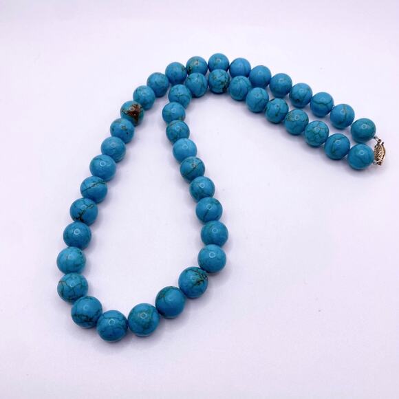 Vintage 14k Gold Clasp and Turquoise Gemstones Necklace 16” - Picture 6 of 8